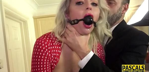  Busty milf gets ballgagged and pounded